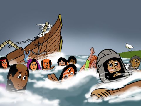 Alle 276 Menschen an Bord landeten im eiskalten Wasser und versuchten, an Land zu gelangen. – Folie 21