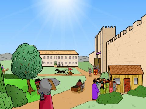 Paulus wurde nicht ins Gefängnis gebracht, sondern durfte, während er auf die Gerichtsverhandlung vor Kaiser Nero wartete, eine Wohnung in Rom mieten. Die Wohnung befand sich wahrscheinlich in der Nähe der Kaserne, die nordöstlich außerhalb der Stadtmauern Roms lag. – Folie 8