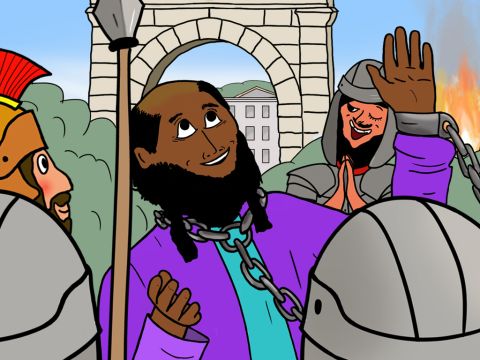 Möglicherweise wurde auch Paulus gefangen genommen und getötet. Wir wissen es nicht. Aber Paulus wusste, dass Jesus ihn retten und seinen Geist und seine Seele in den Himmel bringen würde, wenn er getötet würde. – Folie 29