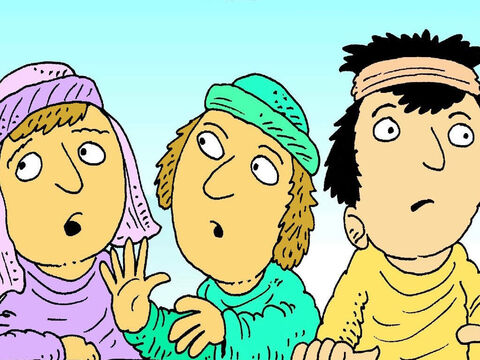 Jesus Freunde waren überrascht. „Jesus kann sogar dem Sturm sagen, er solle aufhören. Nur Gott kann das tun!”, sagten sie. – Folie 7