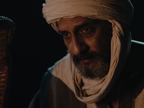 Doch Mose sagte zu Gott: „Wer bin ich, dass ich zum Pharao gehen und die Israeliten aus Ägypten führen sollte?“<br/>Und Gott sprach: „Ich werde mit dir sein. Und dies soll dir das Zeichen sein, dass ich es bin, der dich gesandt hat: Wenn du das Volk aus Ägypten geführt hast, werdet ihr Gott auf diesem Berg anbeten.“<br/>Mose sagte zu Gott: „Angenommen, ich gehe zu den Israeliten und sage ihnen: Der Gott eurer Väter hat mich zu euch gesandt, und sie fragen mich: Wie ist sein Name? Was soll ich ihnen dann sagen?“<br/>Gott sprach zu Mose: „ICH BIN, der ICH BIN. Und das sollst du den Israeliten sagen: Der ICH BIN hat mich zu euch gesandt.” – Folie 7