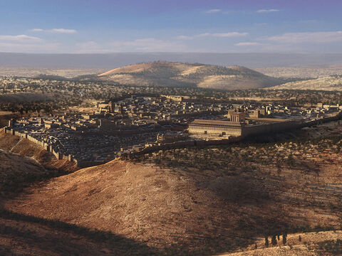 Jerusalem von Südosten im Abendsonnenlicht. – Folie 6