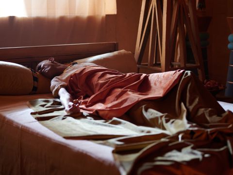 Eines Nachts hatte der Pharao einen Traum. Als er am Nil stand, kamen sieben schöne, fette Kühe aus dem Nil und grasten im Schilf. Dann kamen sieben hässliche, magere Kühe hinter ihnen her und stellten sich neben die anderen Kühe am Ufer des Flusses. Die hässlichen, mageren Kühe fraßen die sieben schönen, fetten Kühe. Da erwachte der Pharao. – Folie 1