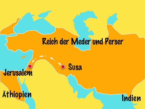 Nehemia brach zu einer langen Reise nach Jerusalem auf. – Folie 9