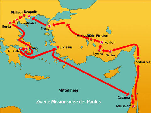 Von Jerusalem kehrte Paulus nach Antiochia in Syrien zurück. – Folie 13