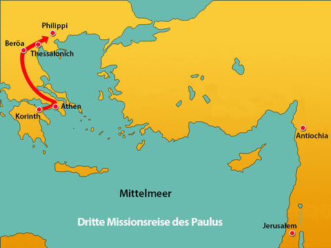 Dann zog Paulus nördlich nach Philippi. – Folie 6