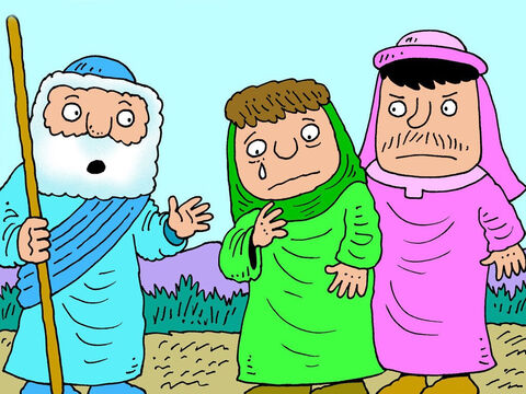 "Lass das!" wies Elisa seinen Gehilfen zurecht, "Diese Frau ist sehr traurig. Gewöhnlich teilt mir Gott mit, was los ist aber diesmal hat er es nicht getan." – Folie 11