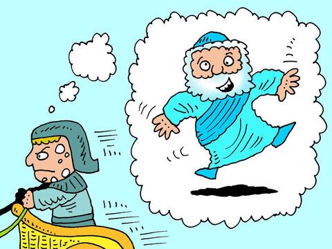Naaman hatte gewollt, dass Elisa herauskam, den Namen seines Gottes anrief, mit den Händen über seinen Aussatz fuhr und ihn gesund machte. Er war wütend! – Folie 3
