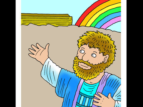 Noah<br/>Noah vertraute Gott und baute eine Arche, während andere ihn verspotteten. Gott hielt sein Versprechen und Noah und seine Familie wurden vor der Flut gerettet. – Folie 1