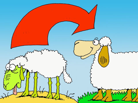 Er erquickt meine Seele.<br/>Ungehorsam ist nicht gut für mich und wird mir Schaden zufügen. Ein guter Hirte liebt seine Schafe und sorgt dafür, dass sie stark und gesund werden. – Folie 4