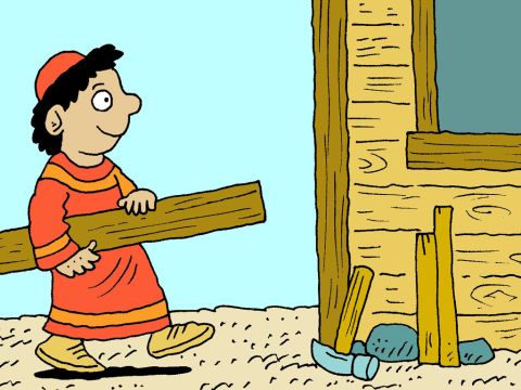 Der dumme Mann baute sein Haus auf Sand. – Folie 3