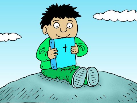 Jesus sagte: „Wer meine Worte hört und befolgt, ist wie der kluge Mann.“ – Folie 9