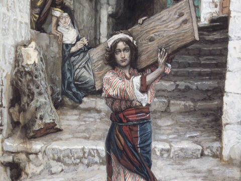 Dies geschah, damit erfüllte wurde, was die Propheten gesagt hatten: „Er wird ein Nazarener genannt werden.“<br/>(Matthäus 2,23).<br/>Die Jugend Jesu – James Tissot – Brooklyn Museum. – Folie 14