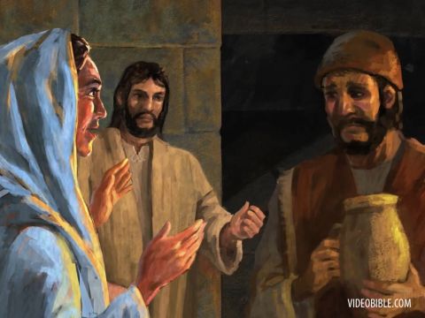 Seine Mutter sagte zu den Dienern: „Was er euch sagt, tut.“ – Folie 3