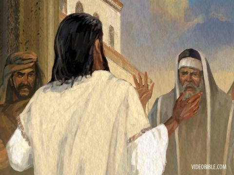 Jesus antwortete ihnen: „Reißt diesen Tempel nieder, und ich werde ihn in drei Tagen wieder aufbauen.“<br/>Sie antworteten: „Sechsundvierzig Jahre hat der Bau dieses Tempels gedauert, und du willst ihn in drei Tagen wieder aufbauen?“<br/>Doch der Tempel, von dem er gesprochen hatte, war sein Leib. Nachdem er von den Toten auferstanden war, erinnerten sich seine Jünger an seine Worte. Da glaubten sie der Schrift und den Worten Jesu. – Folie 14