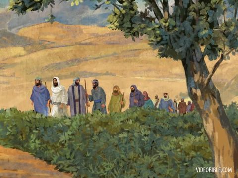 Danach zogen Jesus und seine Jünger in die Gegend von Judäa. Dort verbrachte er einige Zeit mit ihnen und taufte Menschen. – Folie 17