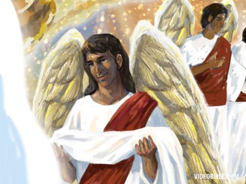 Dann erhielt jeder von ihnen ein weißes Gewand, und ihnen wurde gesagt, sie sollten noch eine kleine Weile warten, bis die volle Zahl ihrer Mitknechte, ihrer Brüder und Schwestern, getötet worden wäre, so wie es ihnen geschehen war. – Folie 11