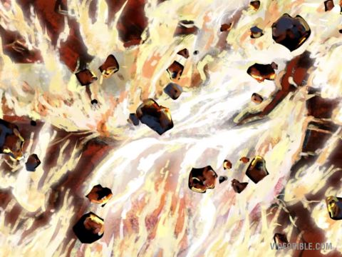 Der Himmel wich zurück wie eine zusammengerollte Schriftrolle, und alle Berge und Inseln wurden von ihrem Platz gerückt. – Folie 15