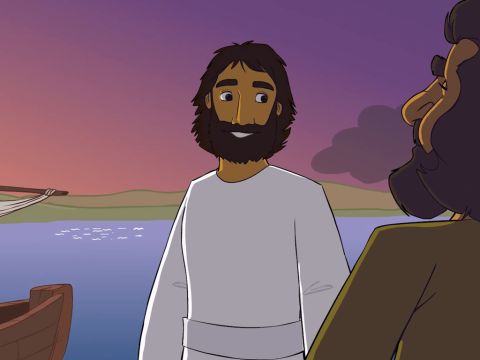 An diesem Abend sagte Jesus zu seinen Jüngern: „Lasst uns in Richtung Osten über den See fahren!” – Folie 1
