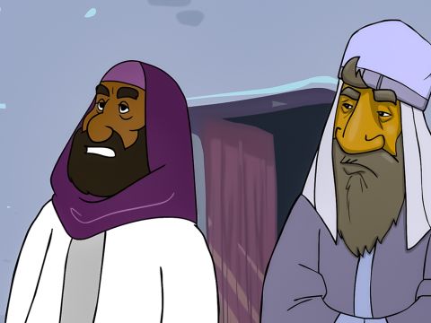 Die Pharisäer kamen heraus und begannen einen Streit mit Jesus. Sie wollten ihn auf die Probe stellen, indem sie um ein Zeichen vom Himmel baten. – Folie 1