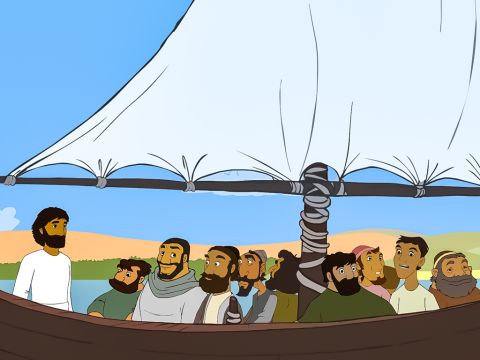 Jesus verstand, was sie dachten, und fragte: „Warum redet ihr davon, kein Brot zu haben?“ – Folie 9
