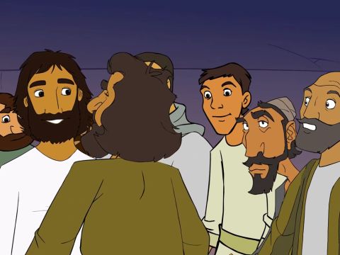 Nachdem Jesus und seine Jünger die Menge verlassen und ins Haus gegangen waren, fragten sie ihn, was diese Worte bedeuteten. – Folie 5
