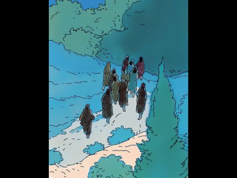 Jesus: „Ich werde euch verlassen, aber der Vater wird euch seinen Heiligen Geist senden. Er wird euch helfen und immer bei euch sein.“ – Folie 2
