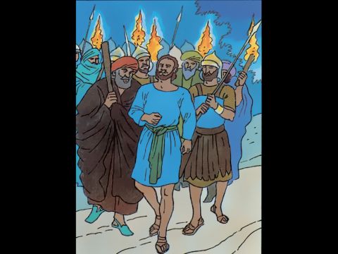Judas: „Ihr müsst den verhaften, den ich küsse.” – Folie 8