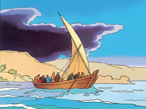 Als die Spannung zwischen Jesus und den Führern zunimmt, zieht sich Jesus zurück. – Folie 1