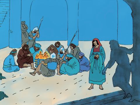 Petrus schleicht sich in den Hof. – Folie 2