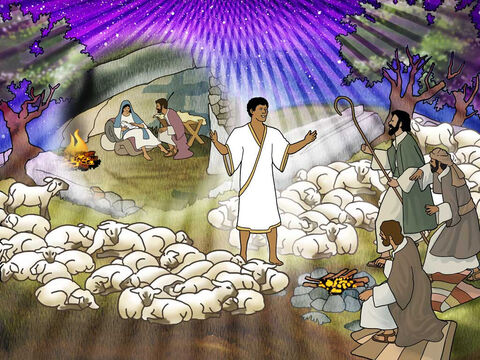 Und der Engel sprach zu ihnen: Fürchtet euch nicht! Siehe, ich verkündige euch große Freude, die allem Volk widerfahren wird; denn euch ist heute der Heiland geboren, welcher ist Christus, der Herr, in der Stadt Davids. (Lukas 2,10–11 – Luth) – Folie 17