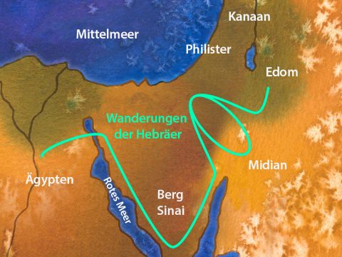 Dann machten sie sich vom Berg Hor auf den Weg zum Schilfmeer, um das Land Edom zu umrunden. Und das Volk wurde ungeduldig auf dem Weg. 4. Mose 21,4 – Folie 2